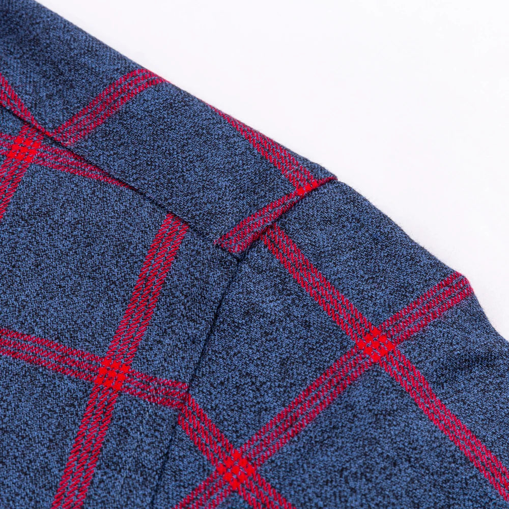 Camisa Masculina Oxford Xadrez Azul Mr.Valentim