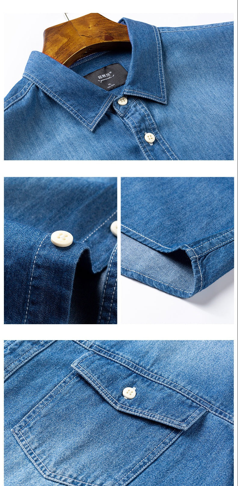 Camisa Jeans Masculina Manga Longa