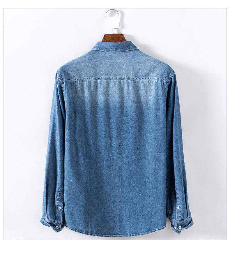 Camisa Jeans Masculina Manga Longa