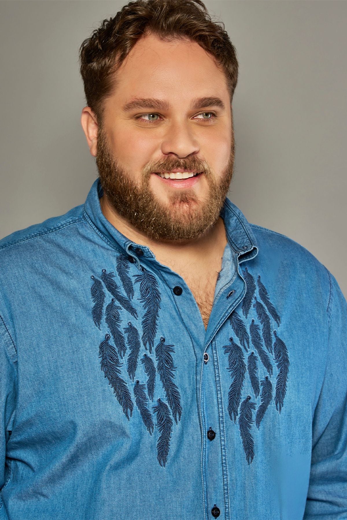 Camisa Jeans Bordada Azul Escuro Mr. Valentim