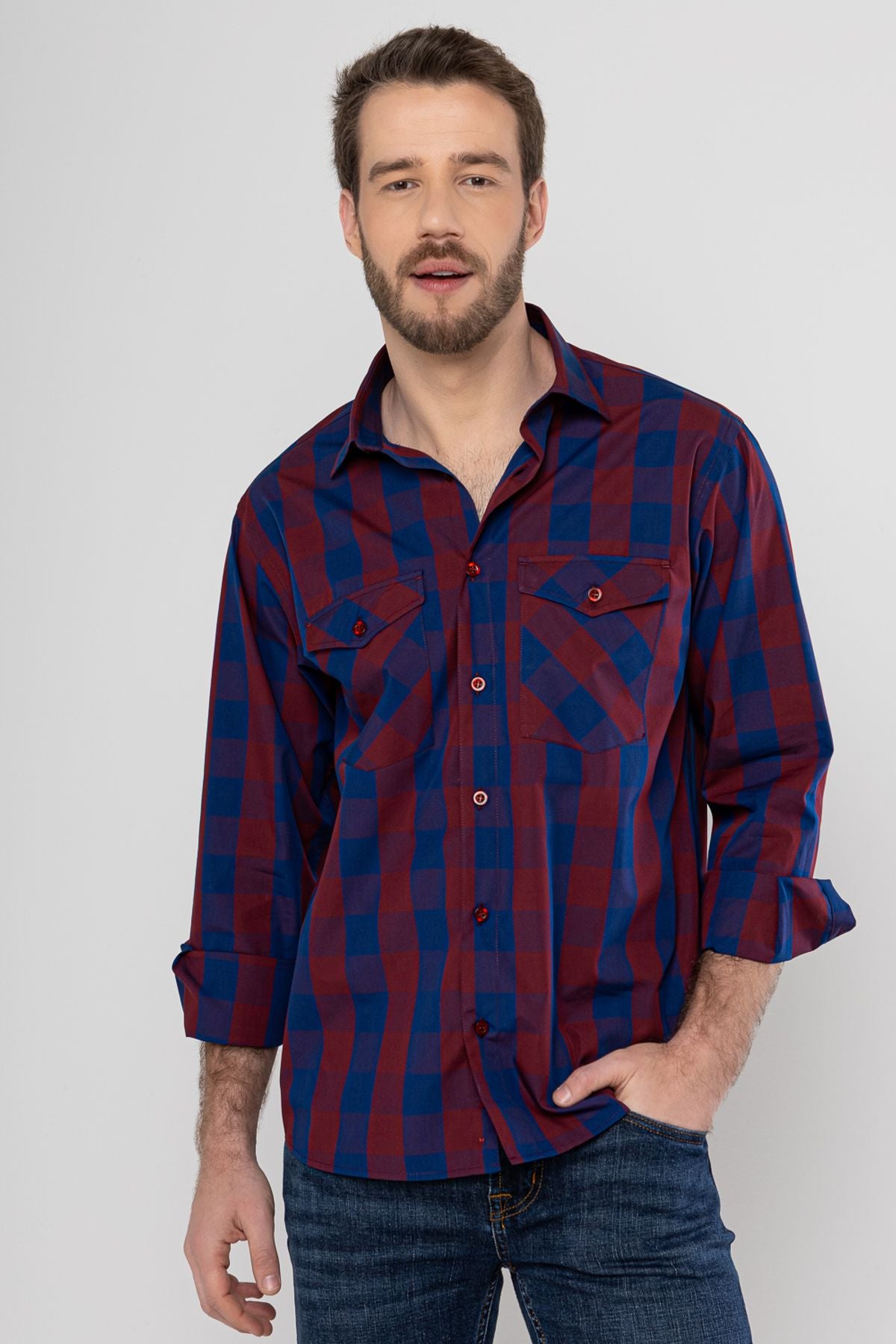 Camisa Masculina Xadrez em Algodão Mr.Valentim Bordo