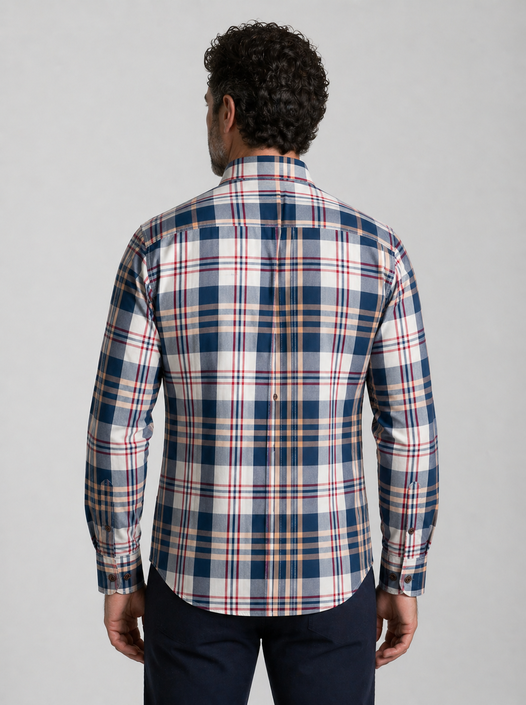 Camisa Masculina Oxford Xadrez Azul Mr.Valentim