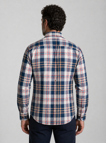 Camisa Masculina Oxford Xadrez Azul Mr.Valentim
