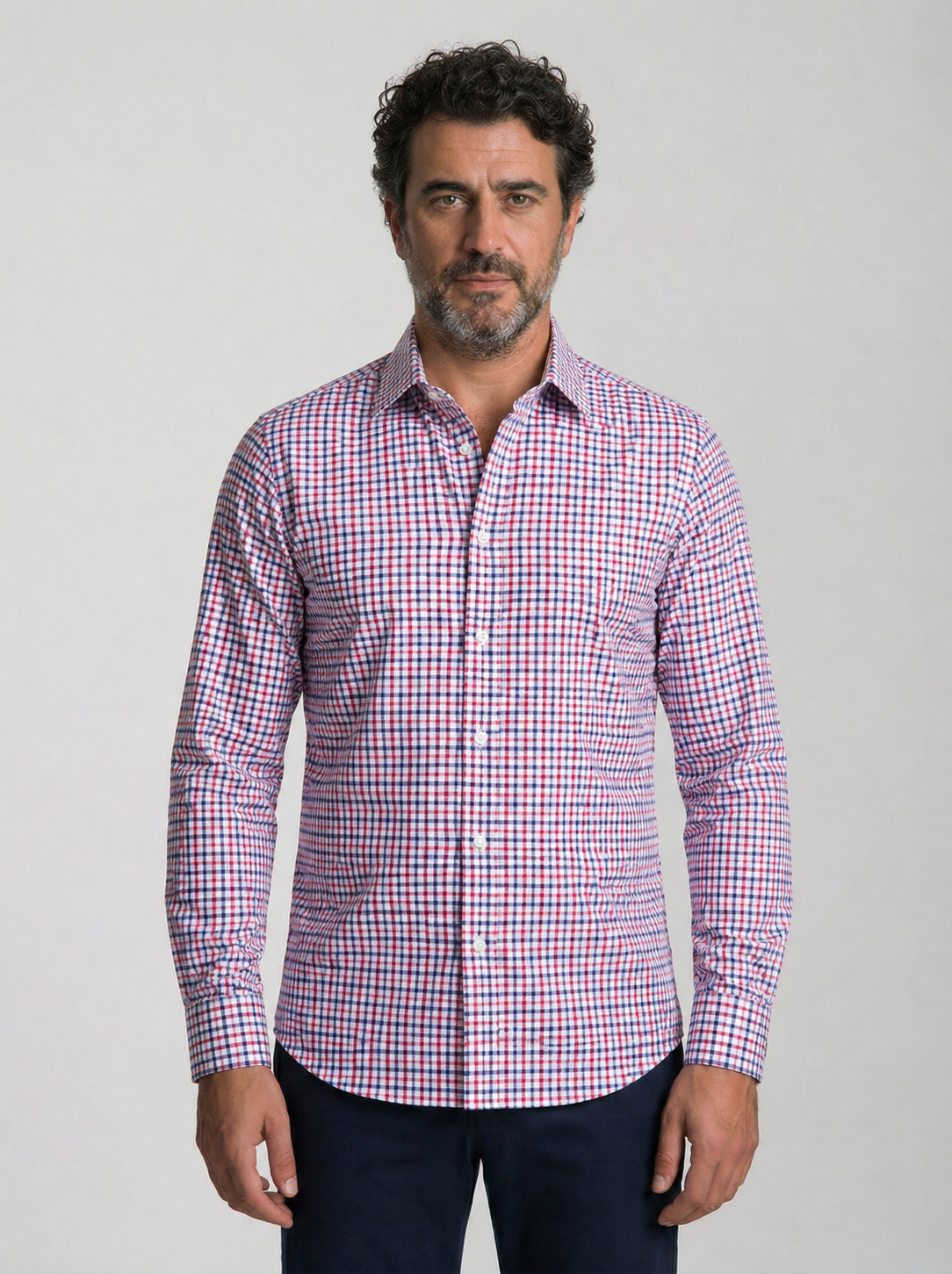 Camisa Masculina Oxford Xadrez Azul Mr.Valentim