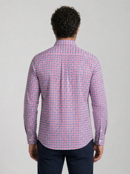 Camisa Masculina Oxford Xadrez Azul Mr.Valentim