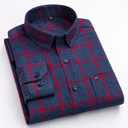 Camisa Masculina Oxford Xadrez Azul Mr.Valentim