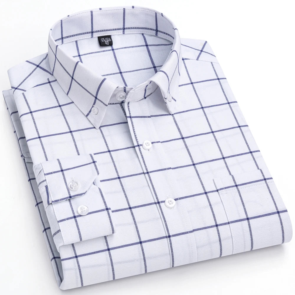 Camisa Masculina Oxford Xadrez Branco Mr.Valentim
