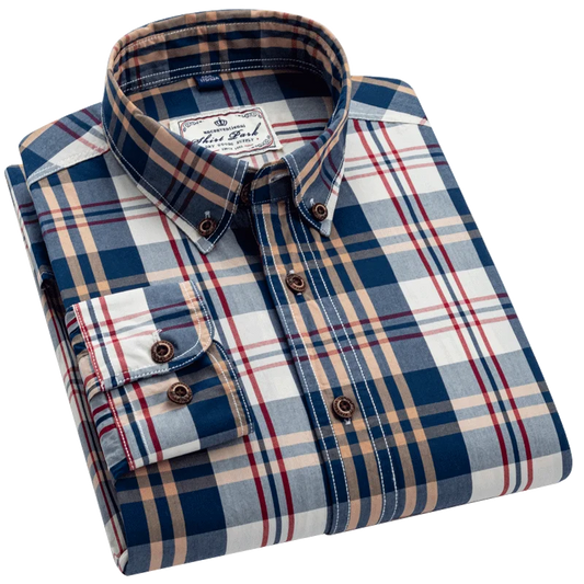 Camisa Masculina Oxford Xadrez Mr.Valentim Estilo Americano