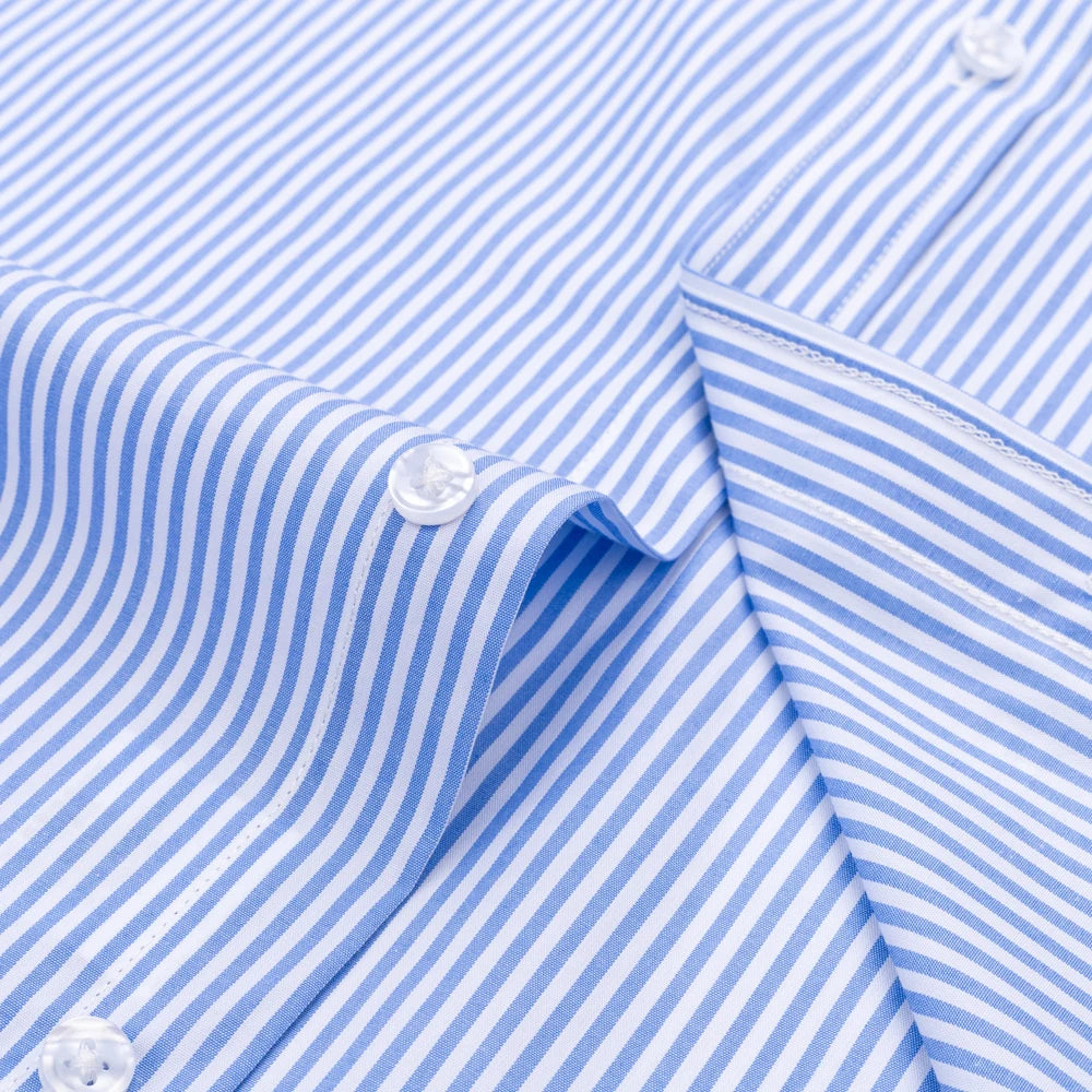 Camisa Masculina Oxford Listras Azul Mr.Valentim