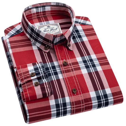 Camisa Masculina Oxford Xadrez Mr.Valentim Estilo Americano