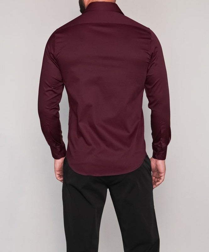 Camisa Social Cetim Stretch Masculina Mr.Valentim Marsalo