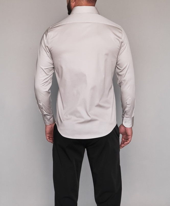 Camisa Social Cetim Stretch Masculina Mr.Valentim Cinza
