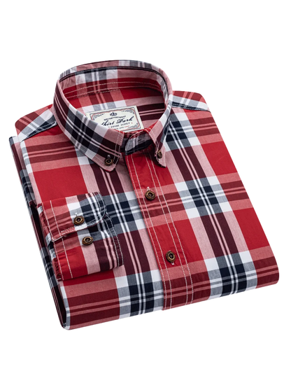 Camisa Masculina Oxford Xadrez Azul Mr.Valentim