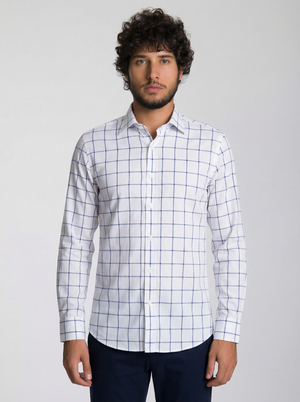 Camisa Masculina Oxford Xadrez Branco Mr.Valentim