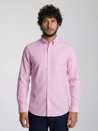 Camisa Masculina Oxford Listras Mr.Valentim